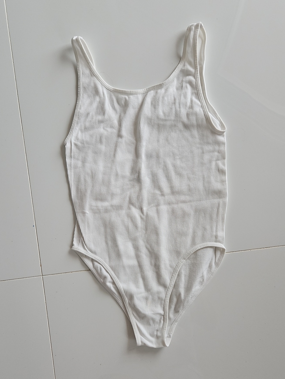 Nordstrom White Ribbed Scoop Bodysuit